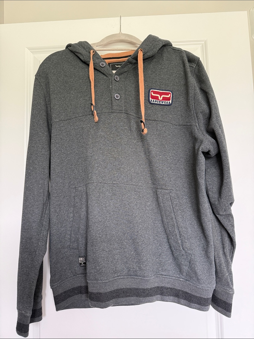 Kimes Ranch Gray Hoodie with Orange Drawcords